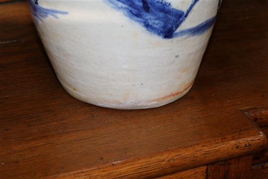 A Chinese blue and white vase and a smaller red glazed vase tallest 43cm